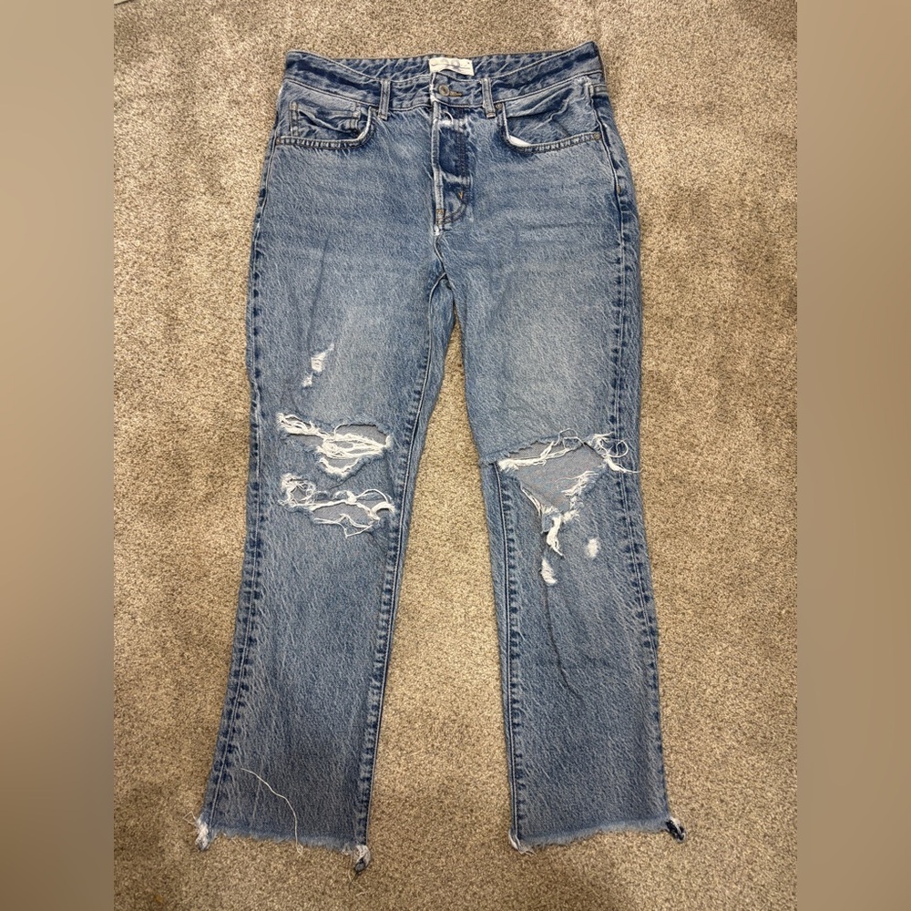 We The Free Jeans Size 28 Distressed Frayed Hem Women's Straight Jeans